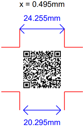 A QR Code with GS1 Digital Link. With x-dimension at 0.495mm and Quartile error correction, it is 24.255mm wide