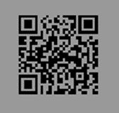 A black QR Code on a grey background, therefore with much reduced contrast compatred with a white background