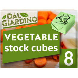A decluttered shot of Dal Giardino stock cubes. The pack has been squared off a little to  increase the amount of available real estate.